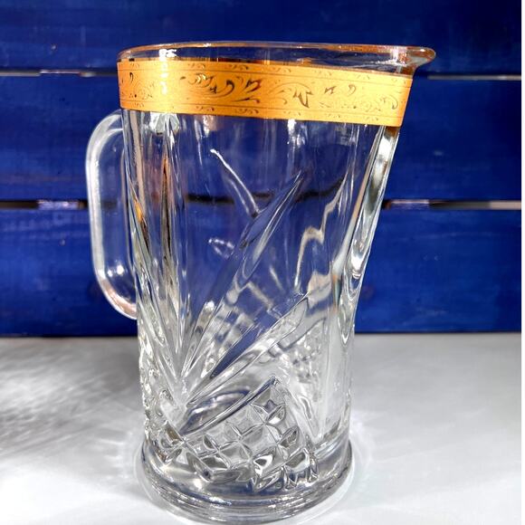 Vintage Studio Crystal By Studio Silversmiths Barware Set With 24kt Gold Rim - Picture 6 of 9